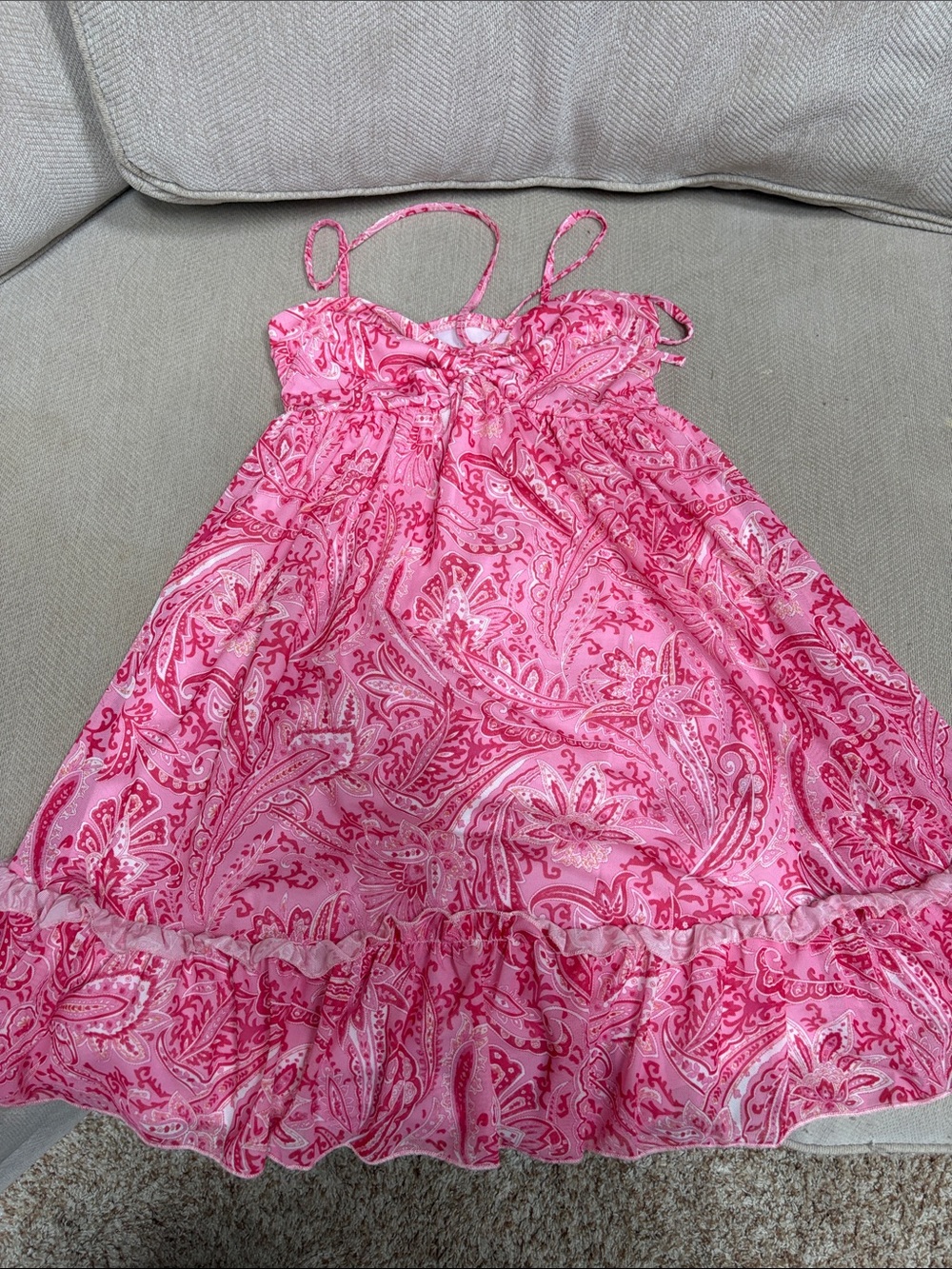 SHEIN Pink Paisley Strapless Summer Dress